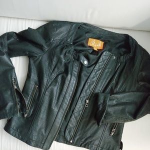Leather motorcycle style jacket